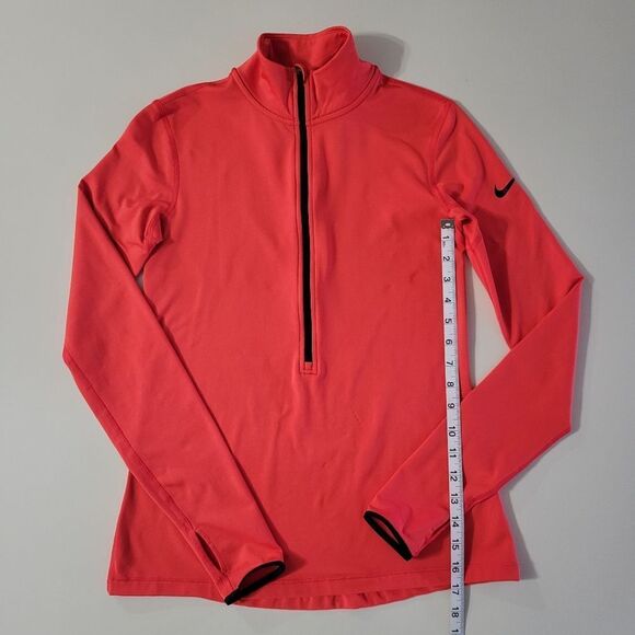 Nike Pro Women's Dri-FIT Half-Zip Orange Athletic Running Pullover - Picture 8 of 16